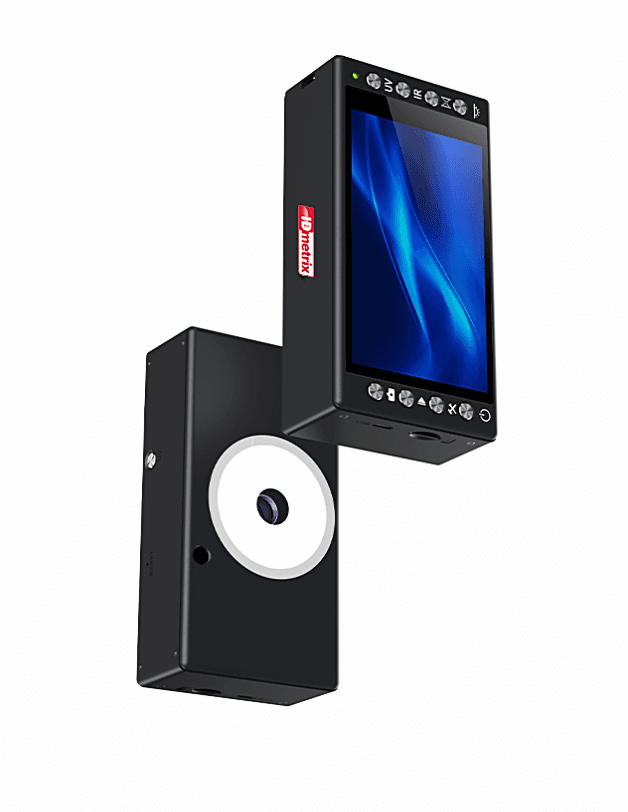 Screen on one face, optics on the other