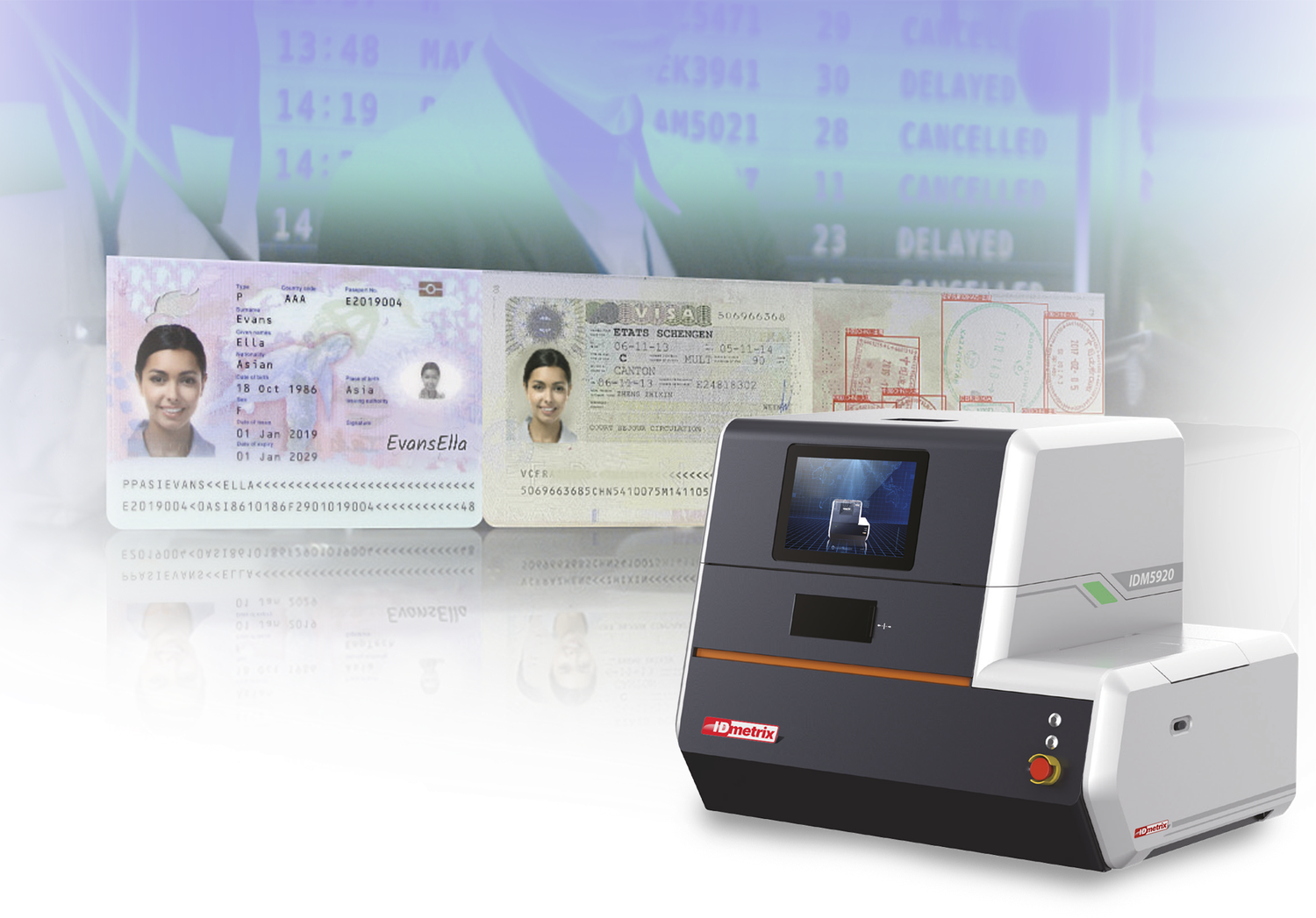 Data page, visas and stamps, captured in one pass