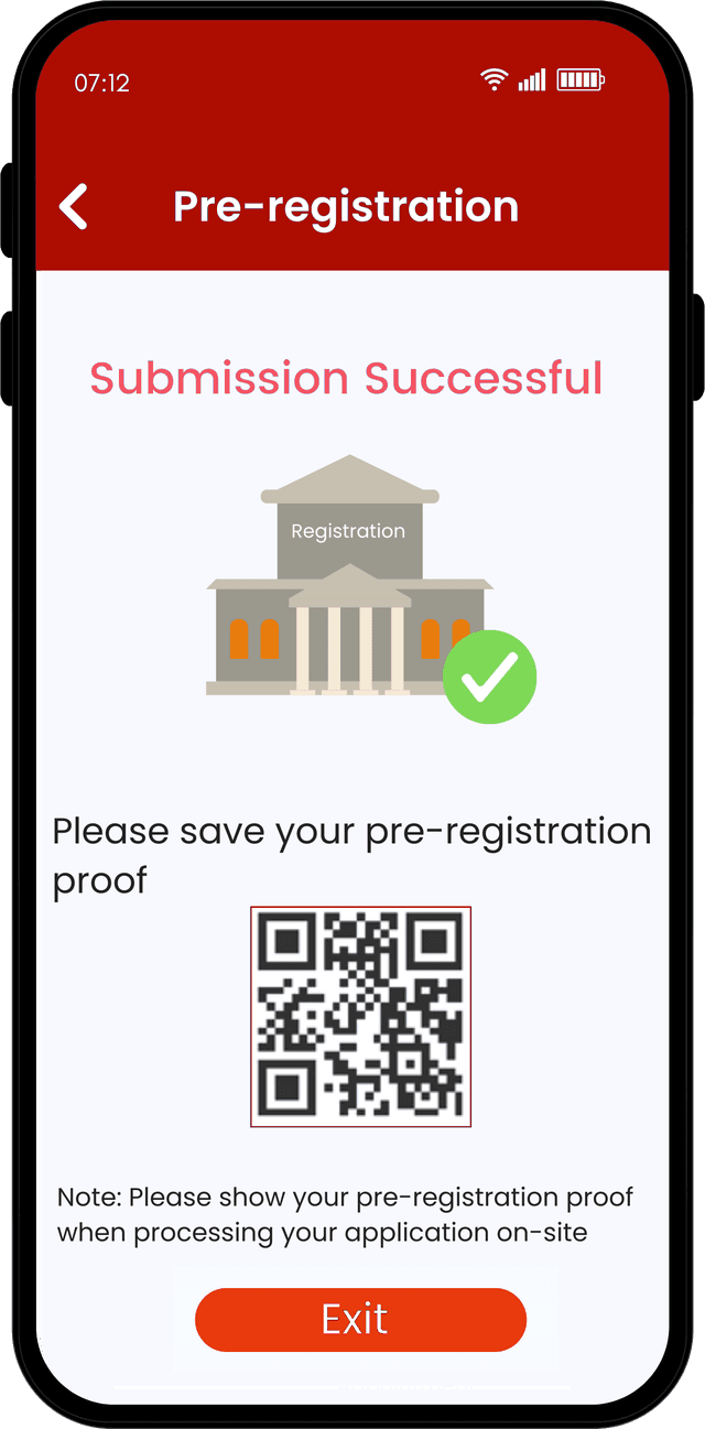 The pre-registration code to present on site