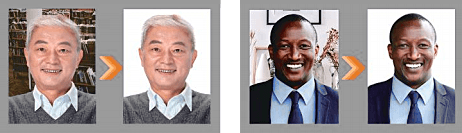 Intelligent hair recognition (left) and background removal (right)