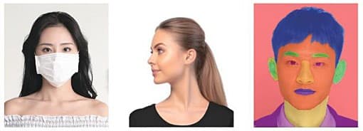 Face coverings, a turned head and obscured facial geometry are detected and refused
